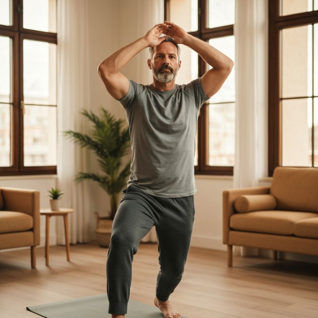 Person exercising and stretching